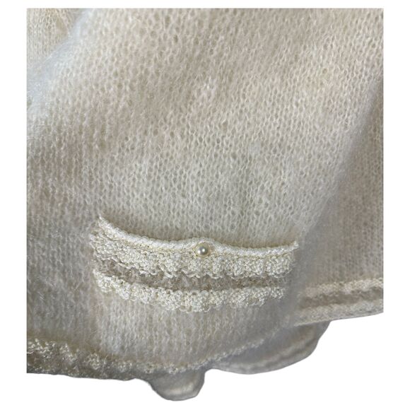 Lynn Williams New Zealand Vintage Mohair Wool Cream Cardigan Pearl Button Large - Picture 7 of 7